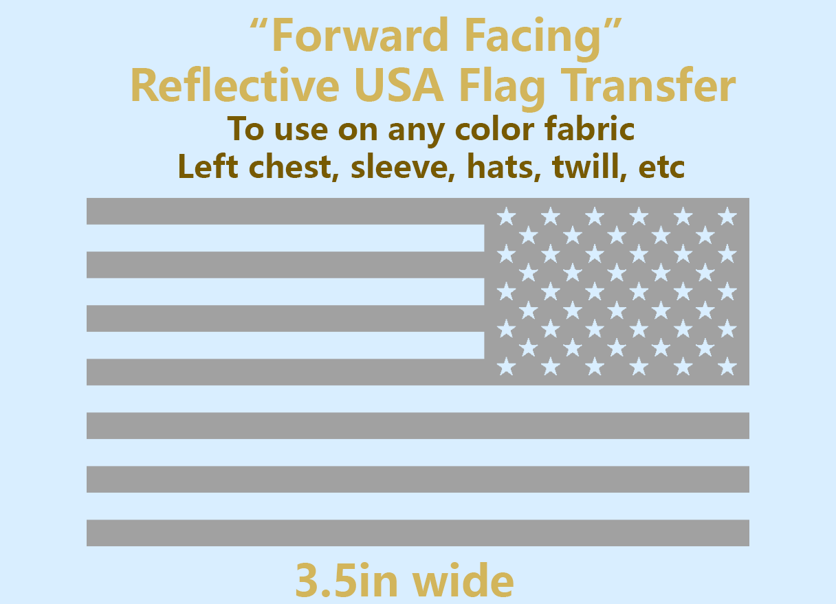 "Forward Facing" Reflective USA Flag Transfer