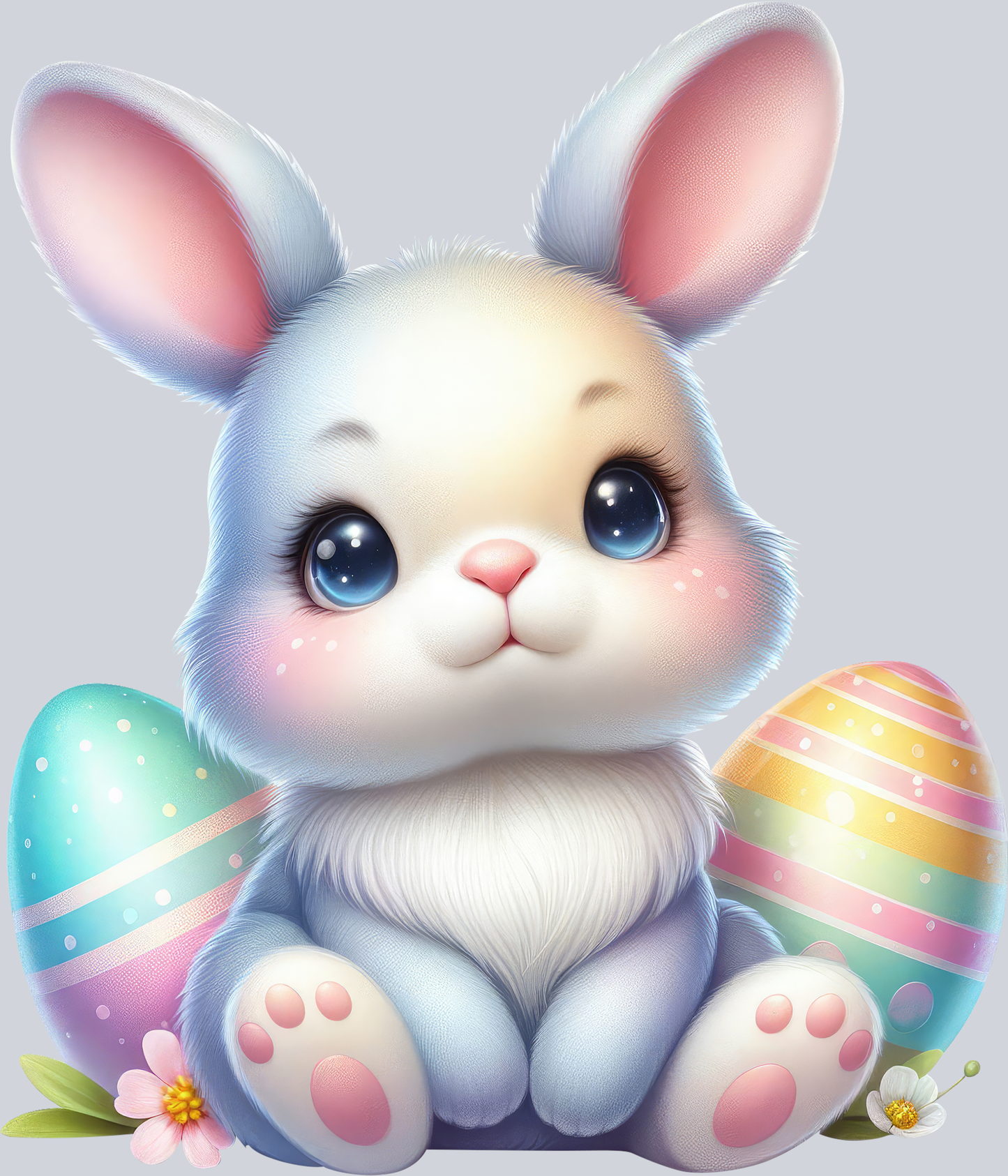 Cute Easter Bunny Blue and Yellow Egg