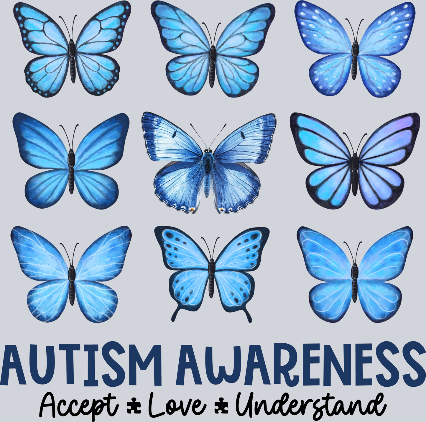 Autism Awareness Blue butterfly