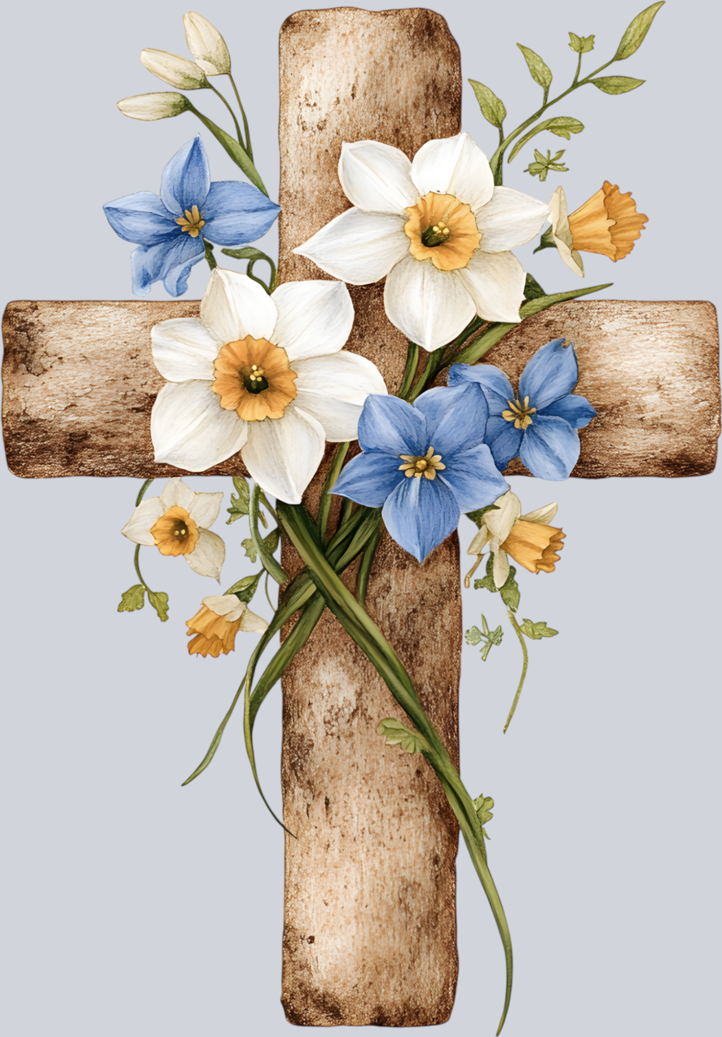 Wooden Cross small wildflowers