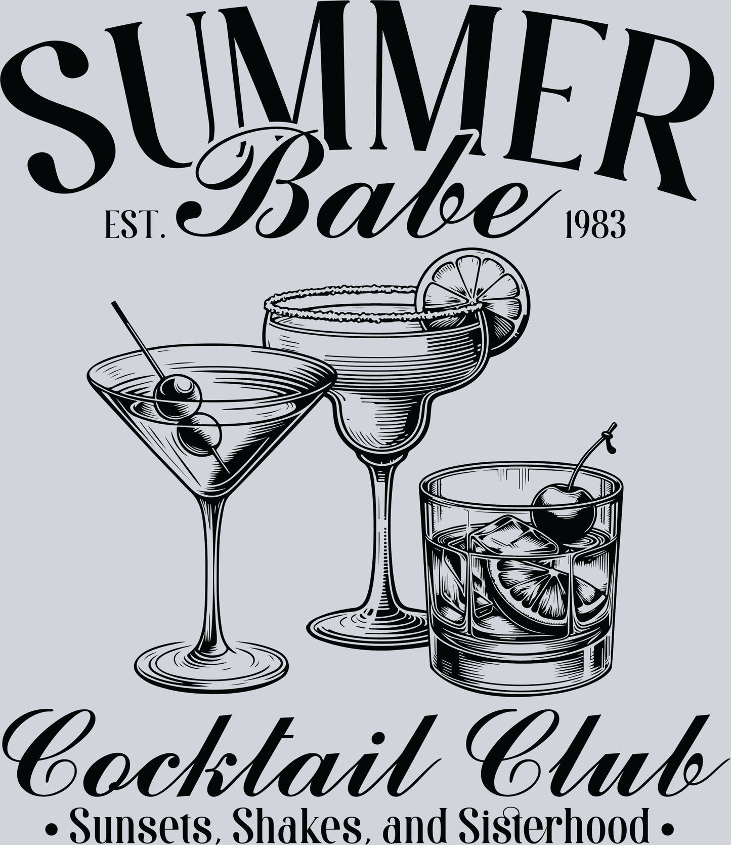 Summer Babe Cocktail Club B&W