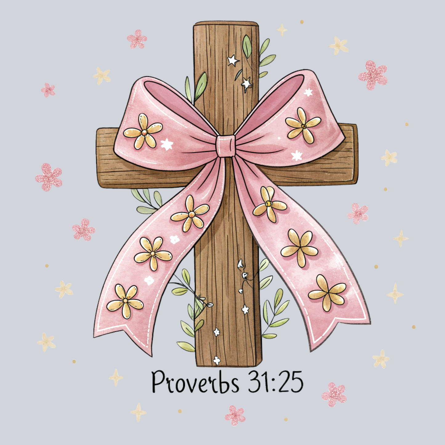 Christian Easter Pink Bow Cross