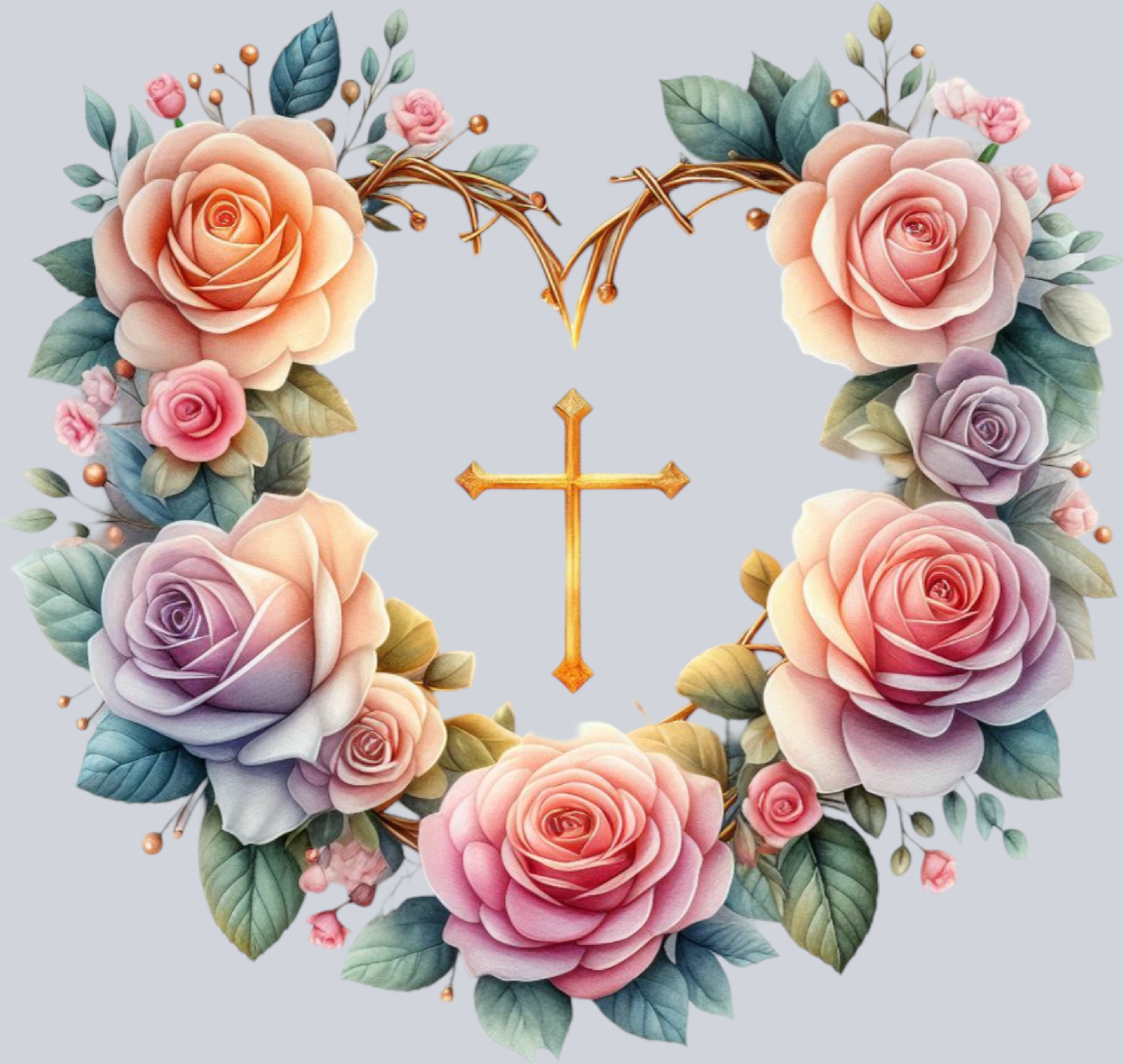 Flower Heart Cross