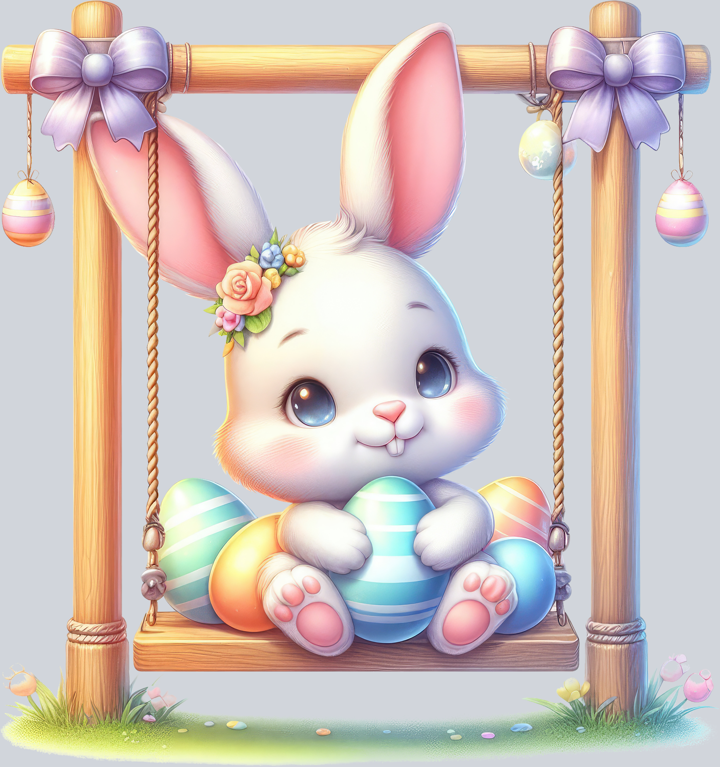 White Bunny on Swing