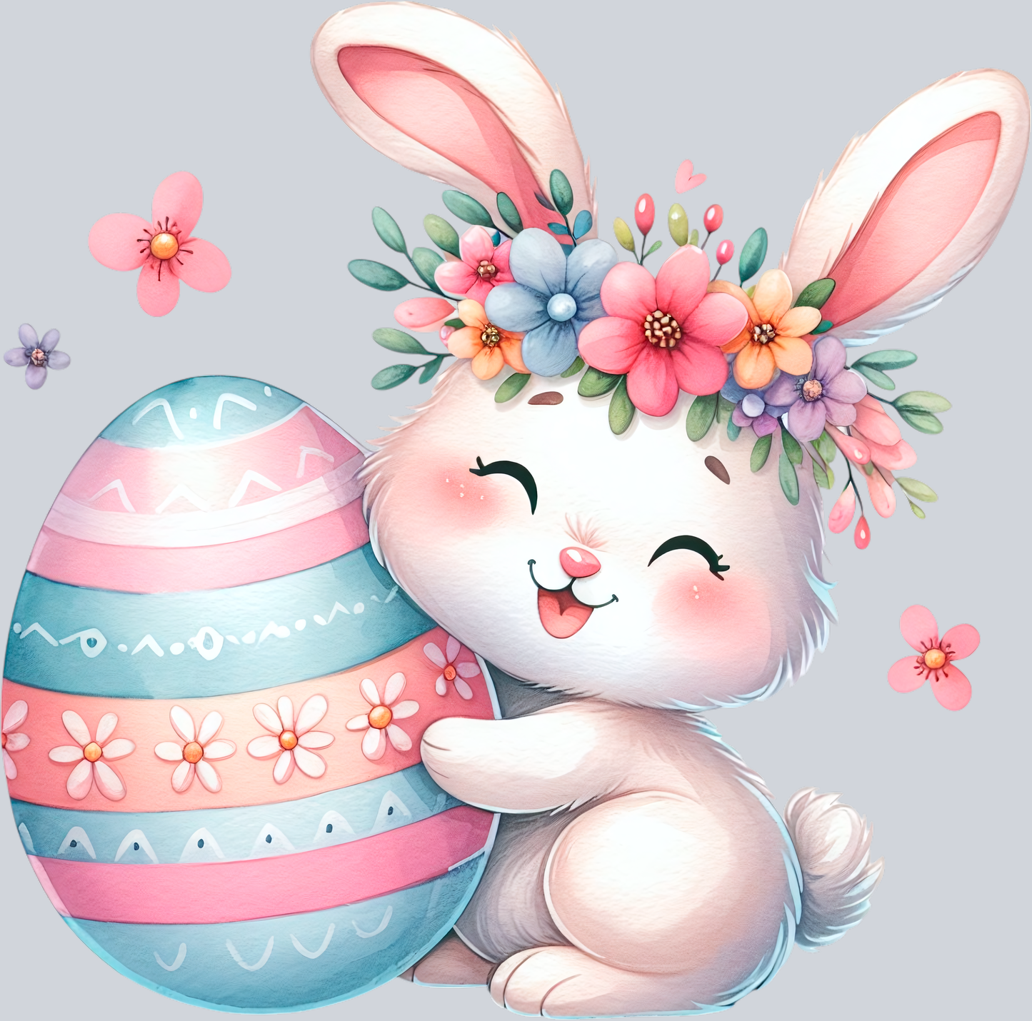 cute easter bunny hugging an egg