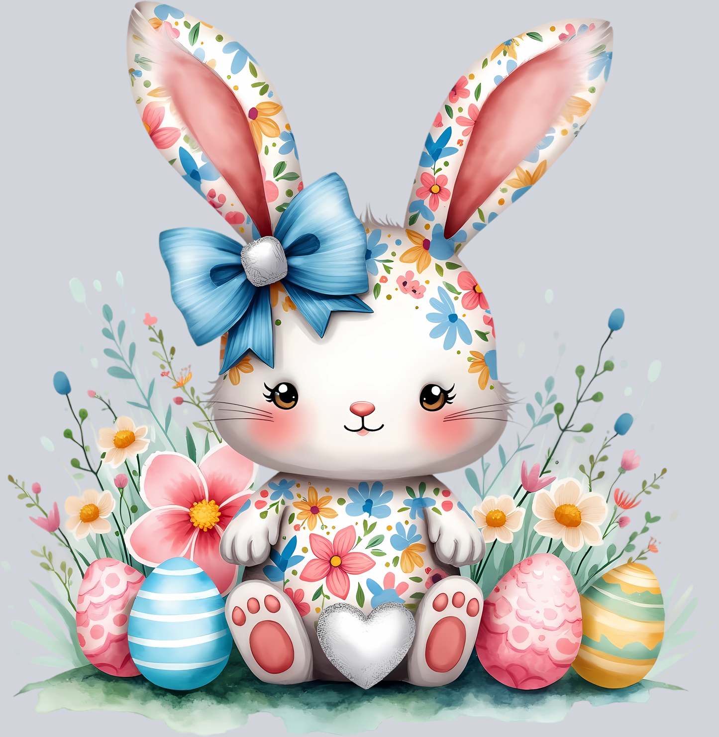Cute Easter Bunny with Blue Bow