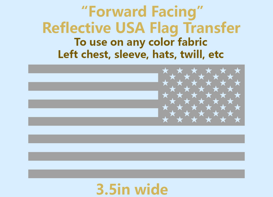 "Forward Facing" Reflective USA Flag Transfer